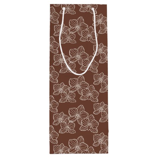 Linear Orchid | Botanical Floral Dark Rust Wijn Cadeautas (Achterkant)