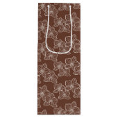 Linear Orchid | Botanical Floral Dark Rust Wijn Cadeautas (Voorkant)
