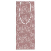 Linear Orchid | Botanical Floral Dusty Pink Wijn Cadeautas (Achterkant)