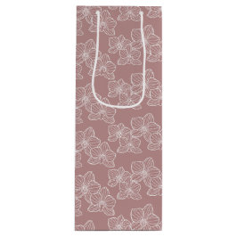 Linear Orchid | Botanical Floral Dusty Pink Wijn Cadeautas