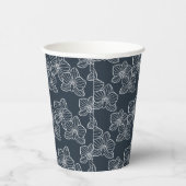 Linear Orchid | Botanical Floral Party Navy Papieren Bekers (Rechts)