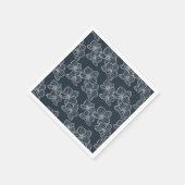Linear Orchid | Chic Botanical Floral Dark Navy Servet (Hoek)