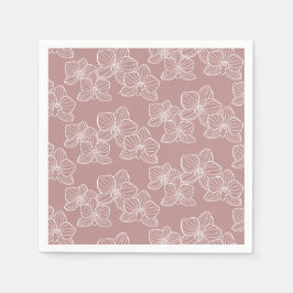 Linear Orchid | Chic Botanical Floral Dusty Pink Servet