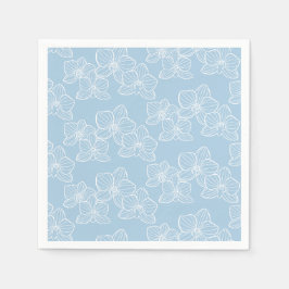 Linear Orchid | Chic Botanical Floral Sky Blue Servet