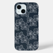 Linear Orchid | Elegant Botanical Dark Navy Case-Mate iPhone Case (Achterkant)