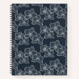 Linear Orchid | Elegant Botanical Dark Navy Notitieboek