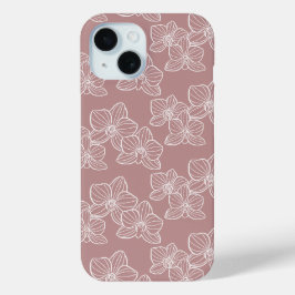 Linear Orchid | Elegant Botanical Dusty Pink iPhone 15 Case