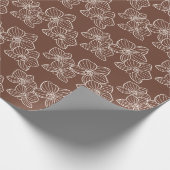 Linear Orchid | Elegant Floral Dark Rust Cadeaupapier (Hoek)
