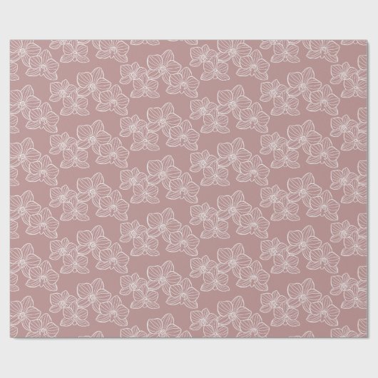 Linear Orchid | Elegant Floral Dusty Pink Cadeaupapier (Vlak)