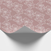 Linear Orchid | Elegant Floral Dusty Pink Cadeaupapier (Hoek)