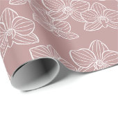 Linear Orchid | Elegant Floral Dusty Pink Cadeaupapier (Rol Hoek)