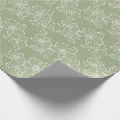 Linear Orchid | Elegant Floral Sage Green Cadeaupapier (Hoek)