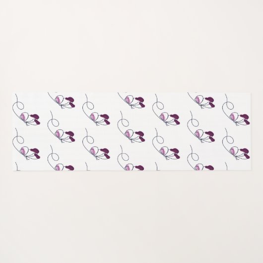 Lineart butterfly purple  yogamat (Achterkant (horizontaal))