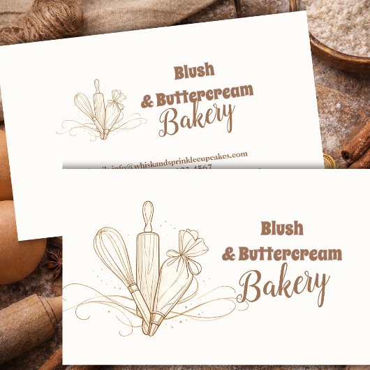 Lineart Elegant Pastel Bakery Branding Visitekaartje