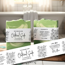 Lineart Floral Zelfgemaakte Zeep Label Rechthoek Uitnodigingen Wikkel