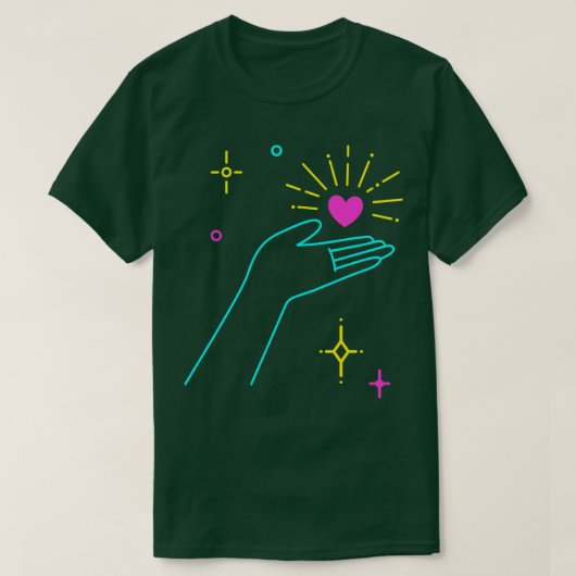 Lineart Hand Holding Hart Liefde Valentines T-shirt (Design voorkant)
