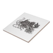 Lineart Koi Tattoo keramische tegel Tegeltje (Zijkant)