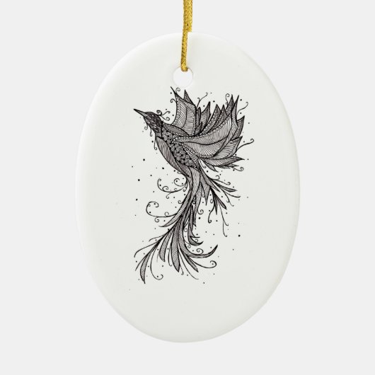 Lineart Phoenix keramisch sieraad Ornament (Voorkant)