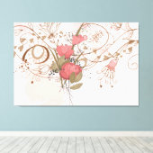 Lineart  Roze Bloemen Ingepakt Canvas (Insitu (Houten vloer))