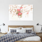 Lineart  Roze Bloemen Ingepakt Canvas Afdruk (Insitu (Slaapkamer))
