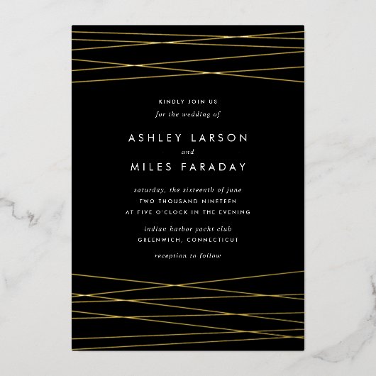 lineatie | Moderne geometrische bruiloft Folie Uitnodiging (Voorkant)