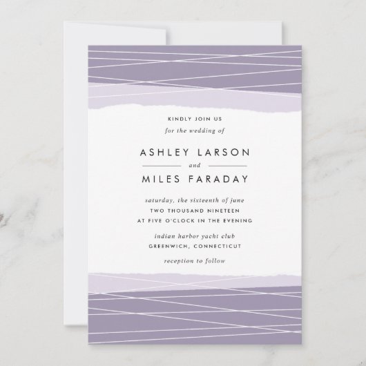 Lineation bruiloft uitnodiging | Amethist (Voorkant)