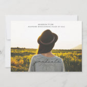 Linecard zwart Script Afstuderen horizontale foto Aankondiging (Voorkant)