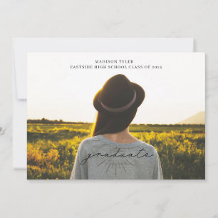 Linecard zwart Script Afstuderen horizontale foto Aankondiging