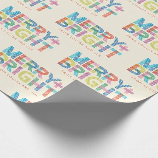 Lined Merry + Bright vakantie typografie Cadeaupapier (Hoek)