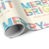 Lined Merry + Bright vakantie typografie Cadeaupapier (Rol Hoek)