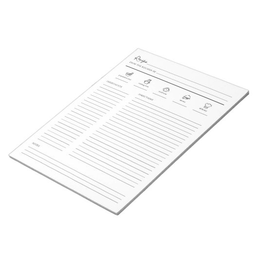 Lined Minimalist Modern Recipe Sheet Cookbook Page Notitieblok (Schuin)