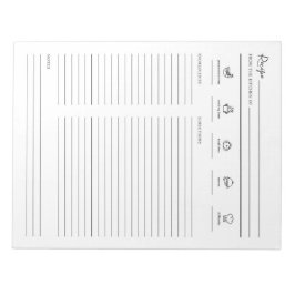 Lined Minimalist Modern Recipe Sheet Cookbook Page Notitieblok