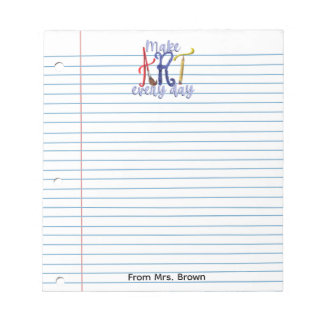 Lined paper Art teacher notepad Notitieblok