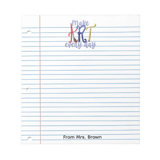 Lined paper Art teacher notepad Notitieblok (Voorkant)