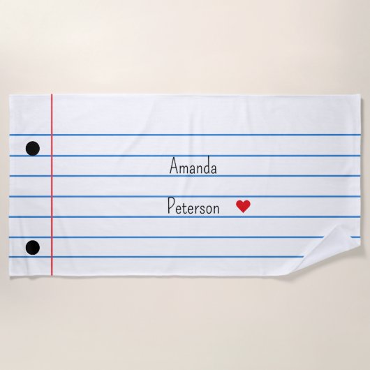 Lined Paper Sheet Notitieboek Strandlaken (Voorkant)