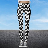 Lined Patterned Abstract Zwart-wit Leggings
