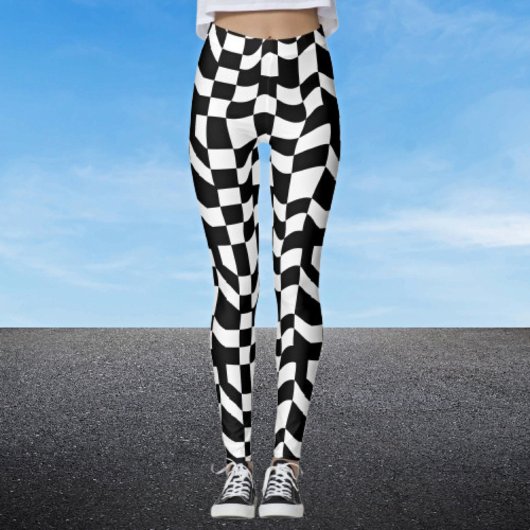 Lined Patterned Abstract Zwart-wit Leggings