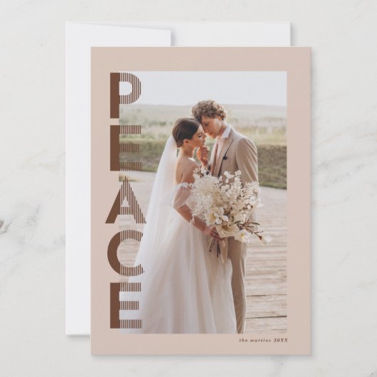 Lined Peace Vakantie fotokaart in Bruin Feestdagenkaart (Voorkant)