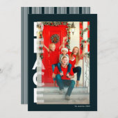 Lined Peace Vakantie fotokaart in Wit Feestdagenkaart (Voorkant / Achterkant)