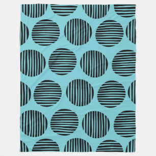 Lined Spots 190917 - Black on Robin Egg Blue Fleece Deken
