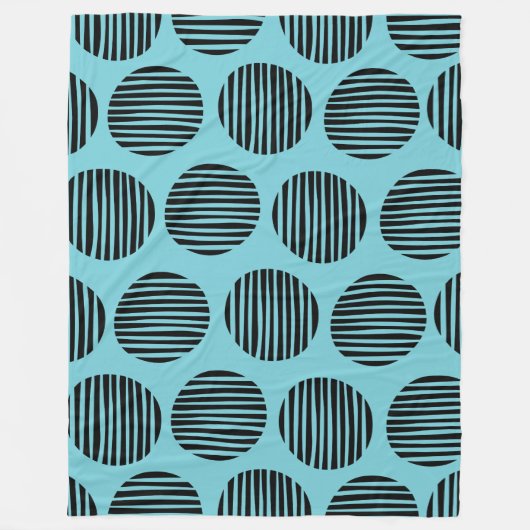 Lined Spots 190917 - Black on Robin Egg Blue Fleece Deken (Voorkant)