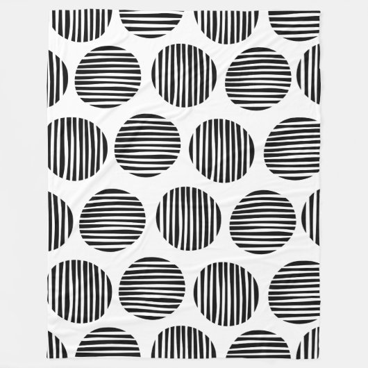 Lined Spots 190917 - Black on White Fleece Deken (Voorkant)