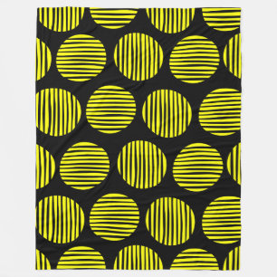 Lined Spots 190917 - Geel op zwart Fleece Deken