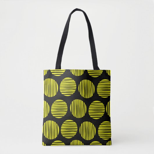 Lined Spots 190917 - Geel op zwart Tote Bag (Voorkant)