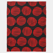 Lined Spots 190917 - Red on Black Fleece Deken (Voorkant)