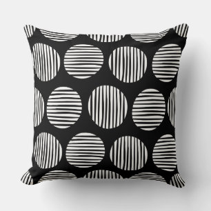 Lined Spots 190917 - White on Black Kussen