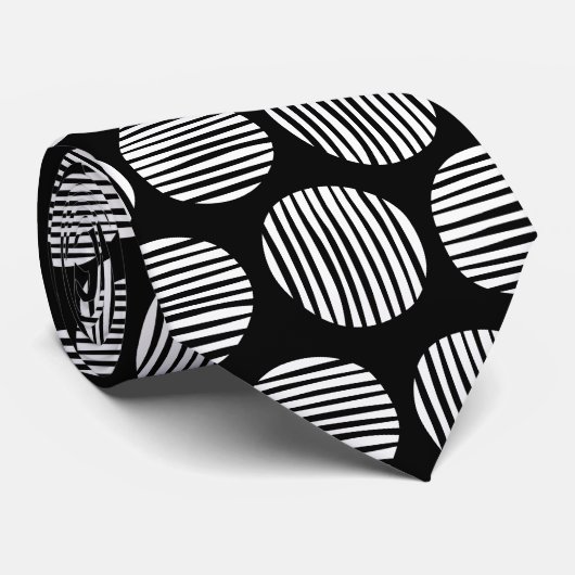 Lined Spots 190917 - White on Black Stropdas (Opgerold)