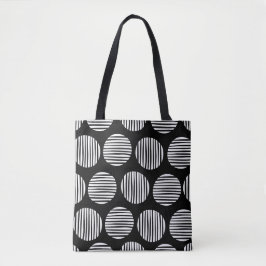 Lined Spots 190917 - White on Black Tote Bag