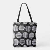 Lined Spots 190917 - White on Black Tote Bag (Achterkant)