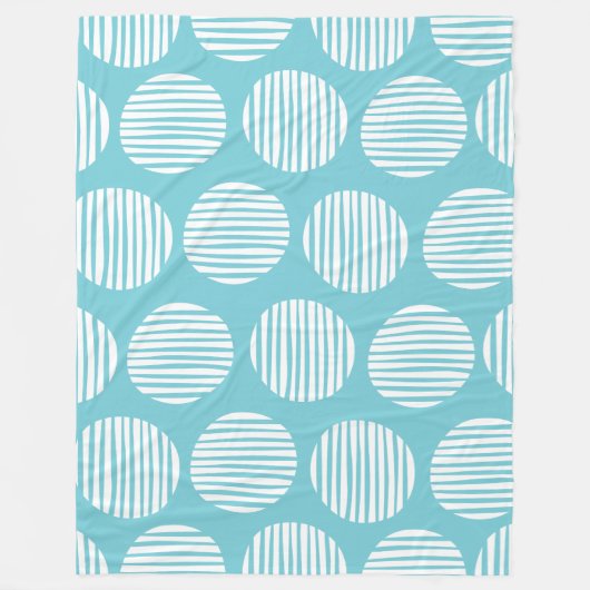 Lined Spots 190917 - White on Robin Egg Blue Fleece Deken (Voorkant)